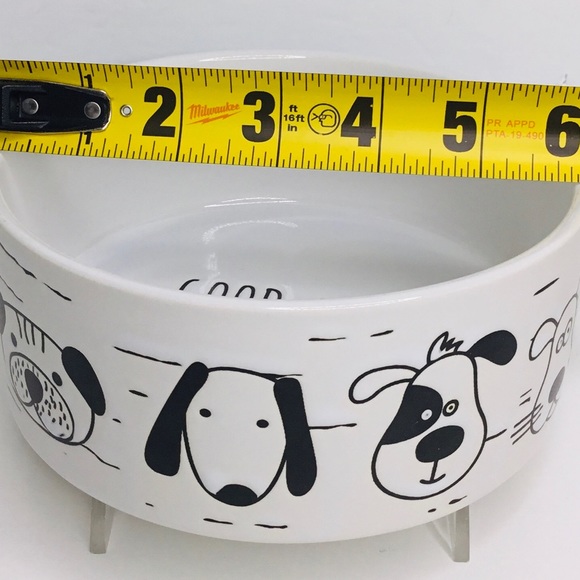 Good Dog, White Ceramic Pet Bowl FACES 6” New - Picture 3 of 7